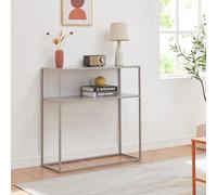 Mesa consola kuhmo con estante adicional metal 80x80x30 cm - gris claro [en.casa]
