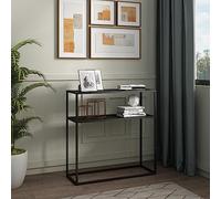 [en.casa] Mueble Recibidor Kuhmo Mesa Consola de Entrada con Estante Adicional Decorativo Resistente a los Arañazos Metal 80 x 80 x 30 cm - Negro