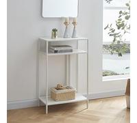 [en.casa] Mueble Recibidor Kumlinge Mueble Entrada Consola Recibidor Mesa Consola con 2 Estantes para Salón Pasillo Dormitorio Resistente Metal 85 x 55 x 30 cm - Blanco
