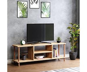 [en.casa] Mueble TV Mesa de Televisión con 2 Compartimientos Salón Dormitorio Estable Aglomerado/Madera de Haya 43 x 120 x 29 cm Efecto Madera