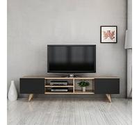 Mueble tv assens aglomerado 40 x 160 x 31 cm roble / negro [en.casa]