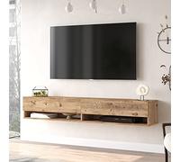 [en.casa] Mueble TV Suspendido con Espacio de Almacenaje Mesa Tele de Pared con 2 Puertas y 2 Estantes Aglomerado 180 x 32 x 30 cm Roble Rústico