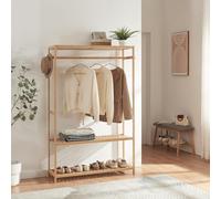 [en.casa] Perchero Burro con 1 Barra 2 Estantes Inferiores para Zapatos Camisetas 1 Estante Superior 2 Ganchos para Sombreros Vestidor Bambú 165 x 100 x 35 cm - Natural