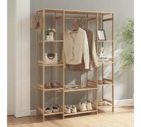 Perchero burro ilomantsi con estantes perchas bambú 165x122x35 cm - natural [en.casa]