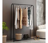 Perchero burro hvorslev con estante metal 145 x 89 x 33 cm negro [en.casa]