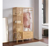 Perchero burro varanger con 2 cajones bambú 185x100x45 cm - natural [en.casa]