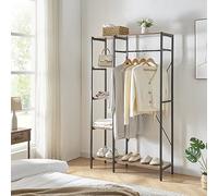 Perchero burro hvidovre metal/aglomerado con 5 estantes 170 x 100 x 35 cm - negro / efecto madera [en.casa]