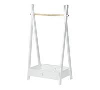 [en.casa] Perchero Burro Infantil Colgador para Ropa con Compartimiento Perchero de Pie Ecológico 126 x 73 x 43 cm Bambú MDF Natural/Blanco