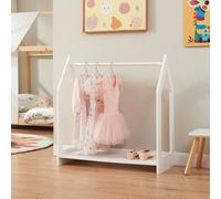 [en.casa] Perchero Burro Infantil con 1 Barra y Estante para Zapatos Armario para Ropa Clóset Dormitorio MDF 78 x 75 x 35 cm Blanco