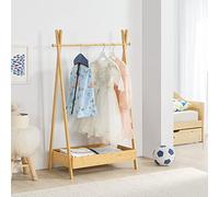 [en.casa] Perchero Burro Infantil con 1 Barra y Zapatero Portaropa Armario para Ropa Clóset Guardaropa Dormitorio Bambú 126 x 73 x 42 cm Color Natural
