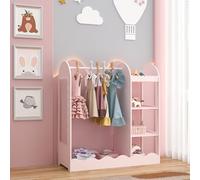 Perchero burro infantil vestnes con estantería 100x94x38cm rosa [en.casa]
