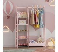 Perchero burro infantil vestnes con estantería 114x77x30 cm - rosa/blanco [en.casa]