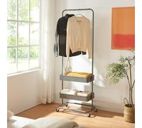 Perchero burro kumad con ruedas 2 cajas metal 175x58x36cm - gris oscuro [en.casa]