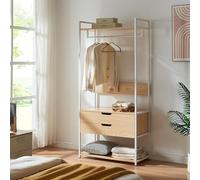 Perchero burro larem 180x84x40cm con 2 compartimentos - efecto roble [en.casa]