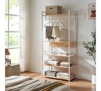 Perchero burro larem 180x84x40cm con 5 compartimentos - efecto roble [en.casa]