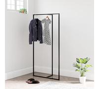 [en.casa] Perchero de Pie Diseño Industrial en Forma de T Perfecto para Recibidor Oficina Vestidor Acero 160 x 80 x 32 cm - Negro