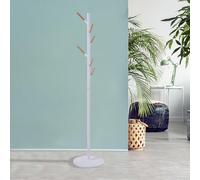 [en.casa] Perchero de Pie Nacka Perchero de Pasillo en Forma de Árbol con Base de Mármol para Entrada Recibidor Oficina Acero 172 cm Ø37 cm - Blanco