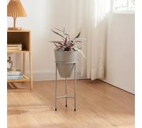 [en.casa] Portamacetas con 3 Patas Soporte para Plantas Flores con 1 Macetero Extraíble Diseño Elegante Organizador de Macetas para Hogar y Oficina Metal 41xØ16 cm - Gris Oscuro