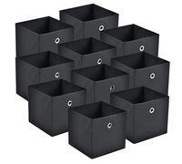 [en.casa] Set de 10 x Caja de almacenamiento plegable 28x30x30cm Juego de 10 Cajas Almacenaje Organizadoras con Asa Contenedores para Ropa o Juguetes Negro