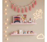 [en.casa] Set de 2 Estantes Flotantes Infantil Vestnes Baldas de Pared con Borde Ondulado Librería Dormitorio para Niños Habitación Infantil 60 x 10 x 5 cm Rosa - Algodón de azúcar