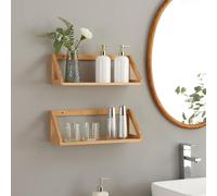 Set de 2 estantes flotantes gjerdrum bambú 43x15x15cm - natural [en.casa]