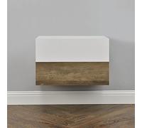 Set de 2 mesitas de noche de pared oslo con cajón aglomerado efecto madera / blanco mate - 46x30x15cm [en.casa]