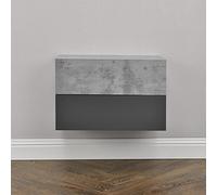 [en.casa] Set de 2 Mesitas de Noche de Pared con cajón - Efecto hormigón/Gris Oscuro - 46x30x15cm