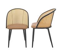 Set de 2 sillas de comedor gagnef polipiel / metal / ratán 82 x 56 x 55 cm - marrón y negro [en.casa]