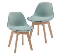 [en.casa] Set de 2 Sillas para Niños Acolchados Juego de 2 Asientos Infantiles Respaldo Ergonómico Habitación Infantil Plástico Haya Polipiel 56 x 38 x 33 cm - Verde Menta