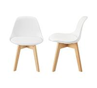 [en.casa] Set de 2 Sillas para Niños Acolchados Juego de 2 Asientos Infantiles Respaldo Ergonómico Habitación Infantil Plástico Haya Polipiel 56 x 38 x 33 cm - Blanco