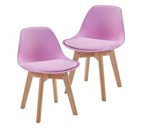 [en.casa] Set de 2 Sillas para Niños Acolchados Juego de 2 Asientos Infantiles Respaldo Ergonómico Habitación Infantil Plástico Haya Polipiel 56 x 38 x 33 cm - Rosa