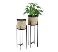 Set de 2 x soportes de flores colfontaine metal 80 x 25,5 x 25,5 cm y 90 x 27 x 27 cm - negro y color arena [en.casa]