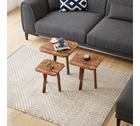 [en.casa] Set de 3 Mesas Auxiliares Cuadradas Muebles de Salon Juego de 3 Mesas de Centro Diferentes Tamaños (más Grande 50 x 30 x 30 cm) Pino Teñido - Color de Madera Oscura