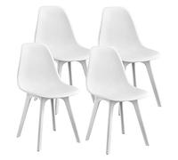[en.casa] Set de 4 sillas de Comedor Lendava 83x54x48 cm Sillas de diseño 4 Unidades Plástico Blanco