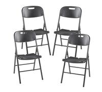 [en.casa] Set de 4 Sillas Plegables Juego de 2 Sillas para Jardín Terraza Festivales con Respaldo Asa 4 Patas Interior y Exterior Robustas Metal y Plástico 87 x 46 x 53 cm - Negro