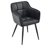 [en.casa] Silla de Comedor Birmingham Sillón Elegante Butaca Asiento Cómodo con Reposabrazos Máx. 180 kg Sillón para Salón 81 x 57 x 53 cm con Patas de Acero - Negro