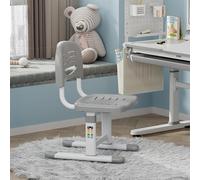 [en.casa] Silla de Escritorio Sauda Ergonómica Infantil Silla de Estudio Adaptable y Ajustable en Altura para Niños Niñas Dormitorio Estudios Metal Plástico Gris Claro