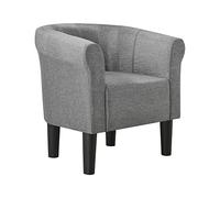 Sillón "Jelgava", 70x70x58 cm, tapizado en tela, color gris claro