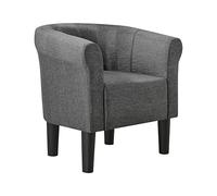 Sillón "Jelgava", 70x70x58 cm, tapizado en tela de color gris oscuro
