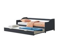 [en.casa] Cama nido de 2 plazas, 90x200 cm, gris oscuro. Cama extensible, sofá cama doble con somier. Cama multifuncional de madera de haya. Sofá cama. Cama de invitados. Cama superpuesta. Cama de día
