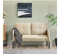 [en.casa] Sofá de 2 Plazas Tapizado con Reposabrazos y 2 Cojinesde Respaldo para Salón Sala de Espera de Madera Poliéster Espuma 78 x 63 x 83 cm - Beige