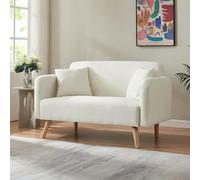 [en.casa] Sofá de Salón Midt Sofá Tapizado en Pana de 2 Plazas con Reposabrazos y 2 Cojines para Sala de Estar Recibidor Despacho Estructura de Madera 132 x 70 x 81 cm - Beige