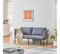 Sofá kamar de 2 plazas con cojines acero poliéster 69x158x63cm - gris oscuro [en.casa]