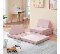 [en.casa] Sofá Modular Infantil Norhulta Sofá de Juego para Niños de 5 Piezas Colchón Plegable 120 x 66 x 46 cm Tapizado de Pana - Rosa