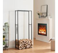 Soporte para leña kasan tamaño ajustable en altura y anchura acero 60-100 x 25 x 100-150 cm - negro [en.casa]