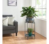 Soporte para plantas altena 2 niveles metal 60x27x27cm - negro [en.casa]