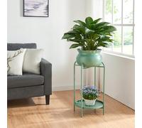 [en.casa] Soporte para Plantas con 1 Estante y 1 Macetero extraíble Organizador de Macetas para Oficina Estantería Independiente para Flores Adornos Portamacetas Metal 60x27x27 cm - Verde