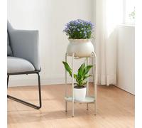 Soporte para plantas altena 2 niveles metal 81x40x40cm - beige [en.casa]