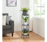 Soporte para plantas altena 3 niveles metal 95x27x27cm - negro [en.casa]