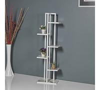 [en.casa] Soporte para Plantas de 5 Niveles Estantería para Macetas Florero Decoración Metal/Aglomerado 120 x 34 x 21 cm Mármol Blanco
